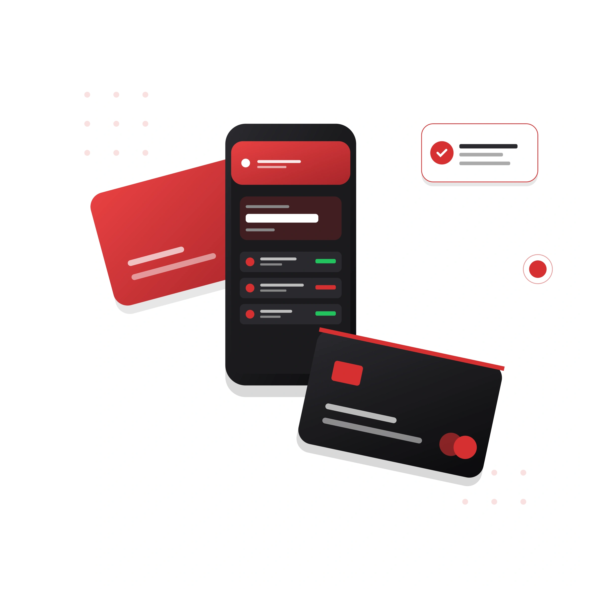 Banking platform illustration with live metrics